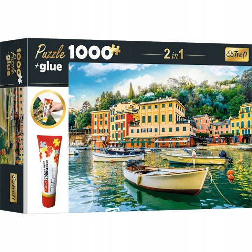 Trefl puzzle 1000 Portofino, Liguria + klej - KD