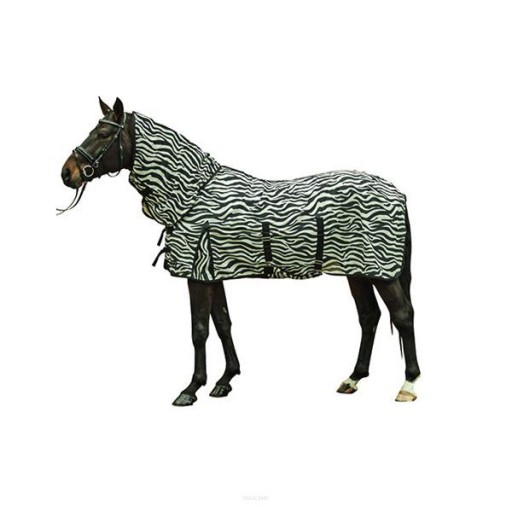 HKM Derka siatkowa Zebra z kapturem, kolor biały/czarny, rozmiar 135cm