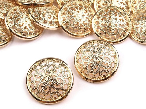 Guzik METALOWY ażurowy okrągły płaszcz żakiet 25mm / ZŁOTY