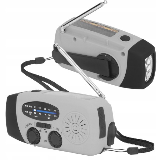 RADIO SŁONECZNE Z KORBĄ RĘCZNĄ LED USB Z BATERIĄ