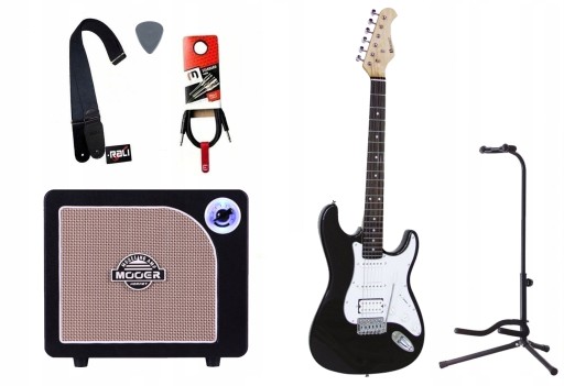 GITARA ELEKTRYCZNA + WZMACNIACZ 15W KABEL ZESTAW