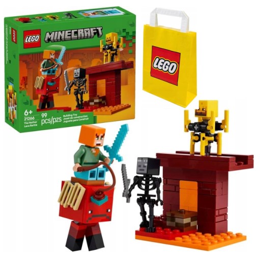 2W1 LEGO(R) MINECRAFT 21266 BITWA NA MOŚCIE NETHERU+ TORBA PAPIEROWA MAŁA