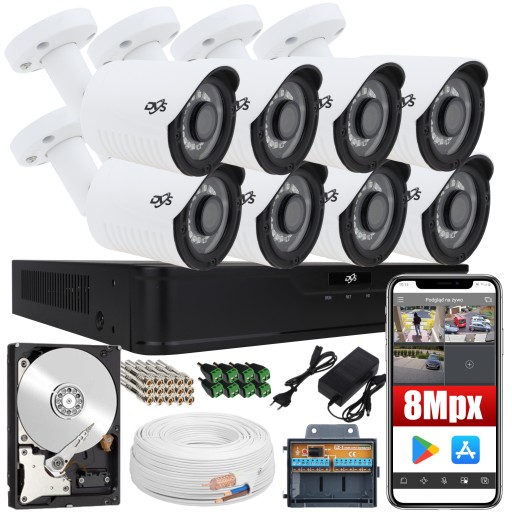ZESTAW MONITORINGU 8x KAMERY ZEWNĘTRZNE ANALOG 1TB