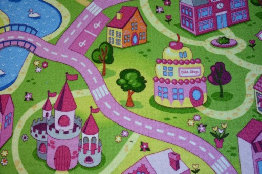 Dywan dziecięcy SWEET TOWN DLA DZIEWCZYNKI ULICZKI MIASTO DROGI 100x400 cm