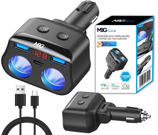 ROZDZIELACZ GNIAZDA ZAPALNICZKI 12V 24V USB QC PD