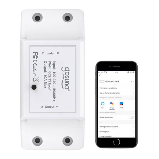 INTELIGENTNY PRZEŁĄCZNIK SMART WIFI GOSUND SW3 TUYA TIMER HARMONOGRAM