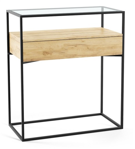 Toaletka ze szklanym blatem 80 cm konsola loftowa