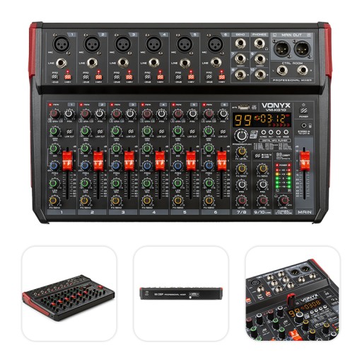 Mikser audio10-kanałów REC BT/DSP/USB Vonyx