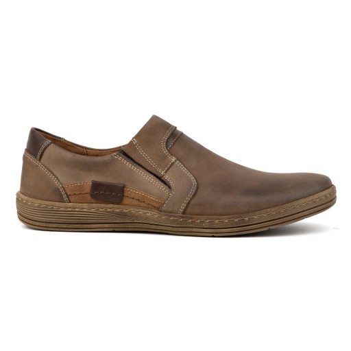 Buty męskie mokasyny skórzane wsuwane slip on POLSKIE 520 brązowe 48