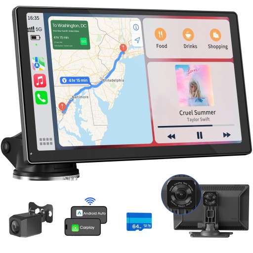 RADIO STACJA MULTIMEDIALNA MONITOR ANDROID AUTO APPLE CARPLAY DVR 2 KAMERA