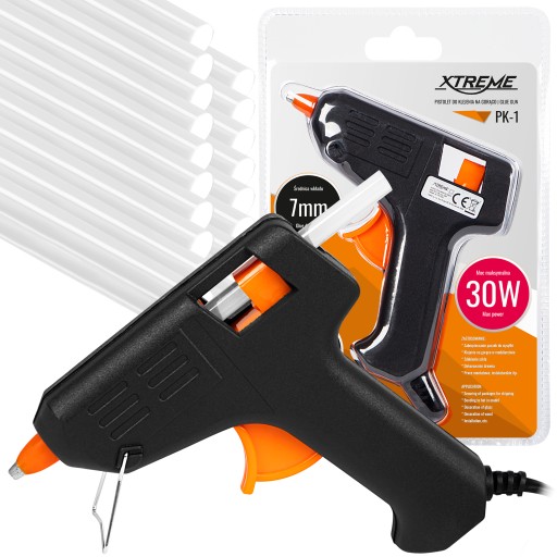 PISTOLET DO KLEJU NA GORĄCO KLEJARKA 30W + WKŁADY LASKI 7x150 GRATIS