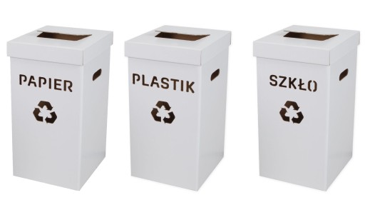 ZESTAW KOSZY SEGREGACJA papier szkło plastik 54l
