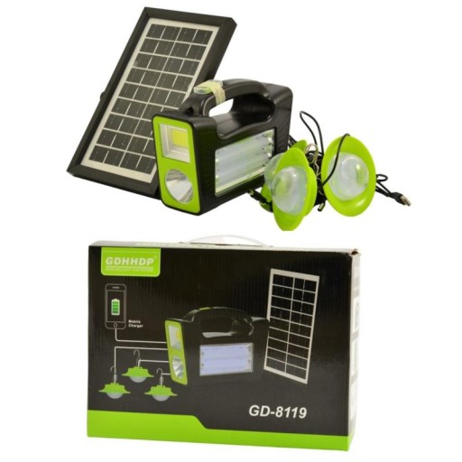 PRZENOŚNY DUŻY ZESTAW FOTOWOLTAICZNY POWERBANK SOLARNY USB LATARKA LED