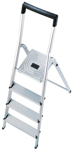 DRABINA DOMOWA SKŁADANA 4 STOPNIOWA ALUMINIUM +HAK