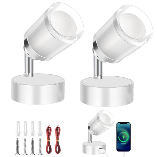 2X LAMPKA DO CZYTANIA LED 3W 12V24V DC DOTYKOWE OŚWIETLENIE PRZYCZEPACH USB