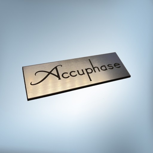 Emblemat Naklejka Logo Accuphase srebrna 60x20mm