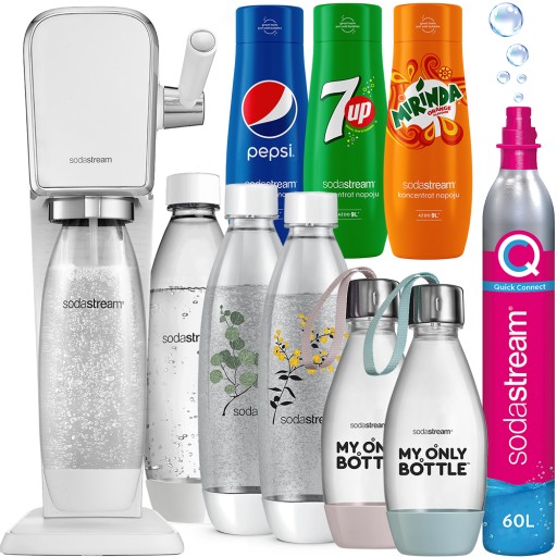 SATURATOR SYFON SODASTREAM ART | BUTELKA 3x 1L+2x 0,5L +BUTLA CO2 +SYROPY