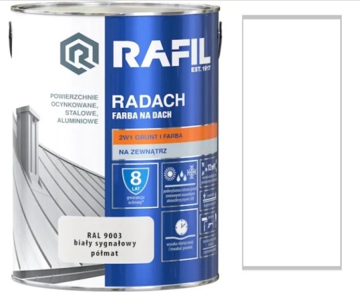 RAFIL RADACH FARBA NA DACH BIAŁY SYGNAŁOWY RAL 9003 5L