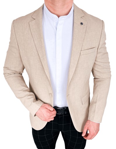 Bezowa elegancka marynarka meska stylovy 3717 - 54