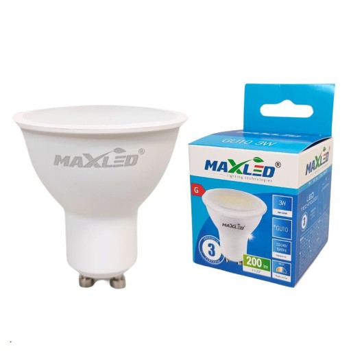 Żarówka reflektor LED 3W gwint GU10 halogen 200LM 6500K zimna MAXLED