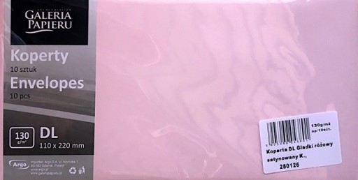 Koperty ozdobne DL GŁADKI 130g RÓŻOWY 280126
