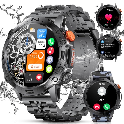 SMARTWATCH MĘSKI WODOODPORNY ROZMOWY WIELOFUNKCYJNY MENU SPORTY