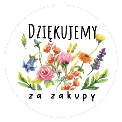 Etykieta, naklejka DZIĘKUJEMY ZA ZAKUPY DUŻA 55mm