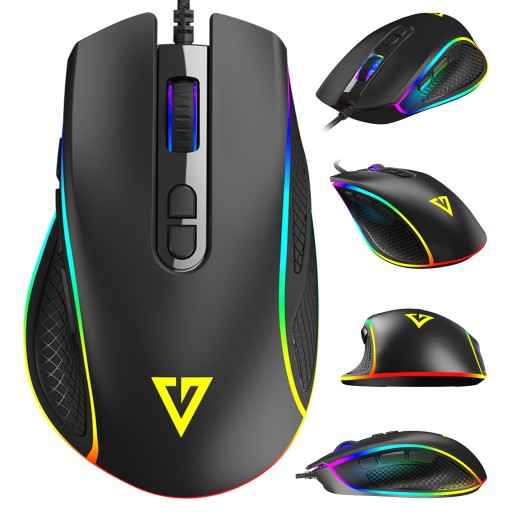 MYSZKA USB PODŚWIETLANA RGB PRZEWODOWAMODECOM VOLCANO VELES CZARNA