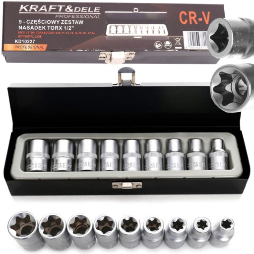 KLUCZE NADADOWE NASADKI TORX E4-E24 9SZT TORXY