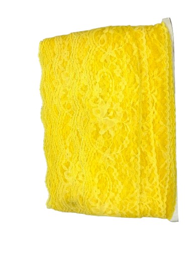 Koronka Stylonowa żółta wzór - 00464 1mx6cm