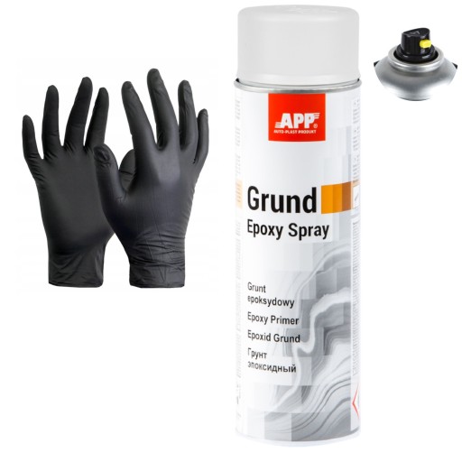 APP Podkład EPOKSYDOWY JASNOSZARY Spray 500ml + RĘKAWICE NITRYLOWE