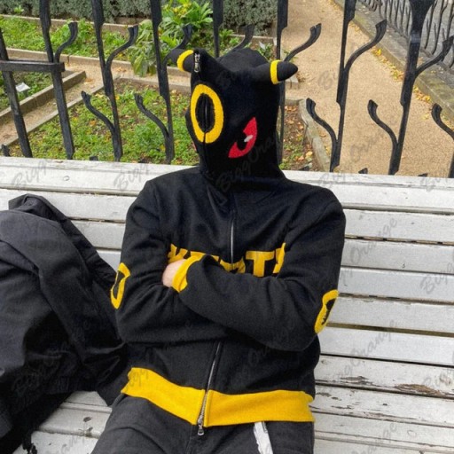Gengar Y2K BLUZA MĘSKA Z KAPTUREM FULLZIP HIP HOP Najlepsza Jakość