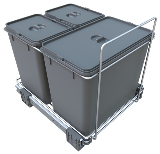 Sortownik na śmieci ECOFIL PF02 B 3 kosze Elletipi do szafki 40 cm