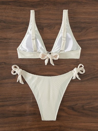SHEIN BIKINI STRÓJ KĄPIELOWY DWUCZĘŚCIOWY KREMOWY S Shein