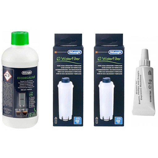 Odkamieniacz Delonghi EcoDecalk DLSC500 500 ml + 2x Filtr DLSC002 + Smar 5g