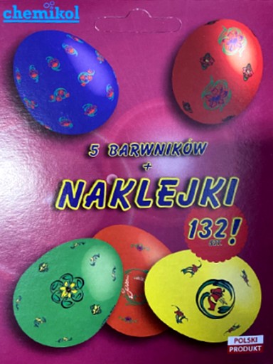 WIELKANOC 5 barwników + 132 naklejki CHEMIKOL
