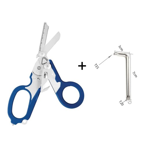 1PC Multi-Functional Tactical Foldable Medical Scissors Ruler Wrench Mini