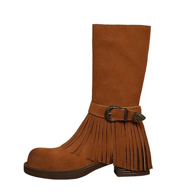 NOWE JESIENNE RETRO BUTY GLANY Z FRĘDZLAMI