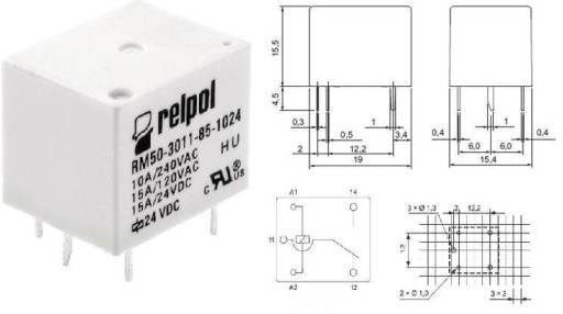 Przekaźnik miniaturowy 12V RM50-P-12 RELPOL/ 6736