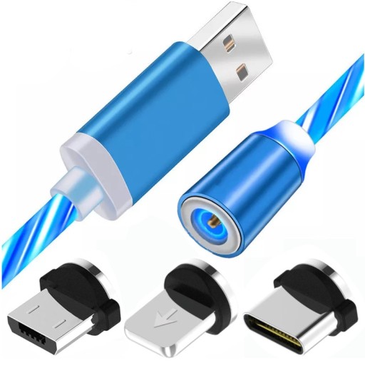 KABEL MAGNETYCZNY DO ŁADOWANIA IPHONE MICRO TYP-C ŚWIECĄCY TELEFONU USB