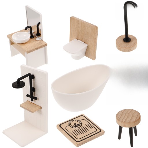 DOLLHOUSE TOALETA MODEL DOMKI DLA LALEK WYSTRÓJ ŁAZIENKI