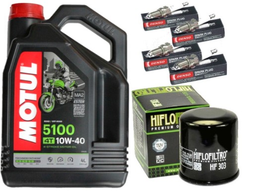 ZESTAW OLEJ MOTUL 5100 10W40 4L HF303 IUH27x4 HONDA CBR1100XX 97-00