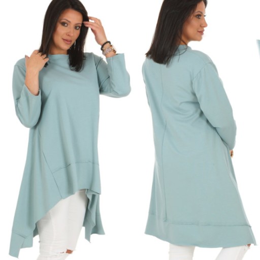 F597 Bawełniana BLUZA TUNIKA z długimi bokami
