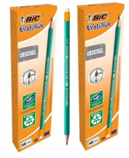 24szt Ołówek z gumką BIC Evolution Ecolutions HB