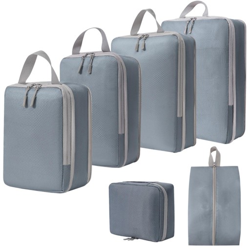 6x Portable Packing Cubes Expandable Packing Organizers for Business gray