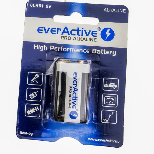 Bateria 9V 6LR61 everActive Pro ALKALINE ważność do 2029r