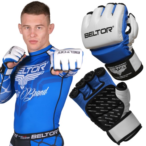BELTOR RĘKAWICE TRENINGOWE MMA ONE SKÓRA NATURALNA SKÓRZANE XL + ETUI