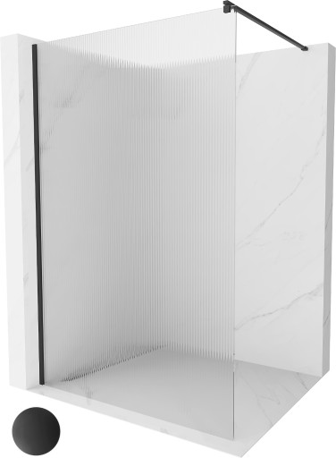 MEXEN KIOTO ŚCIANKA PRYSZNICOWA WALK-IN 90 x 200 PRĄŻKI CZARNA szkło 8 mm