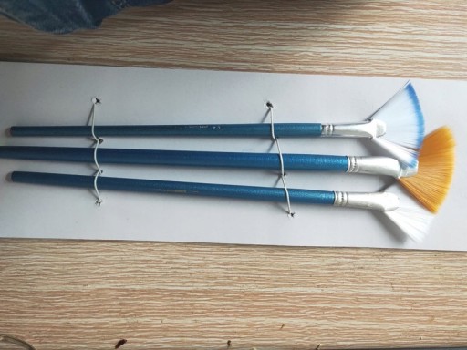 B 3szt Fan Brush Pen Wąski drewniany uchwyt do mal
