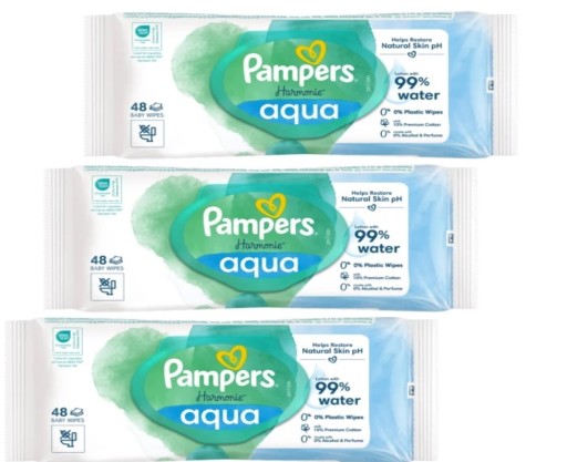PAMPERS CHUSTECZKI NAWILŻANE HARMONIE AQUA 3x48